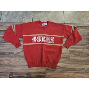 San Francisco 49ers Sweater Cliff Engle Pro Line, Red Gold Sz XL 1980s